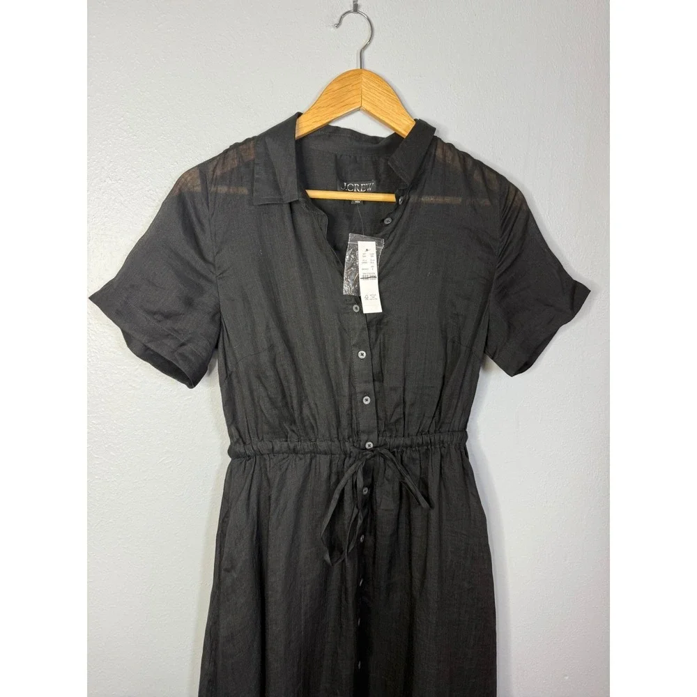 J.Crew‎ Cerise shirtdress in ramie Black Size 6P NWT